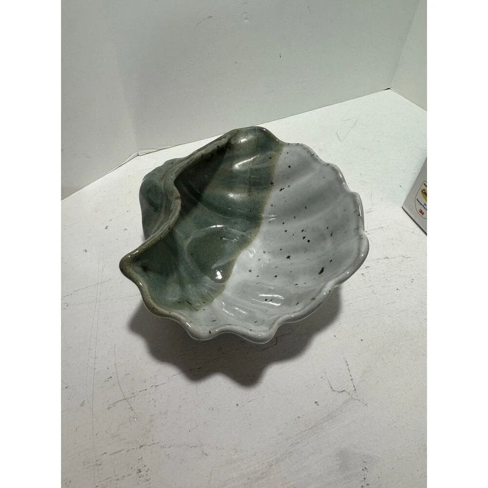 Signed Nedza Mid-Century Art Pottery Stoneware Shell Dish
